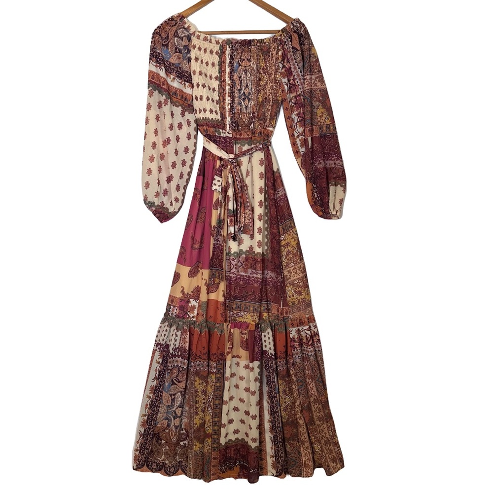 Bohemian Patchwork Maxi Dress Size Small Cottagecore - Picture 9 of 9